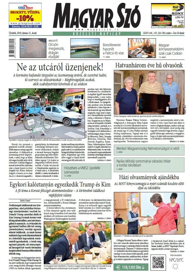 Magyar Szó, 75. évf. 2018. június 12. 133. sz. 1–20. oldal