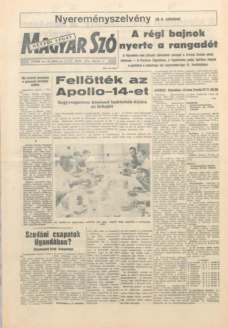 Magyar Szó, 28. évf. 1971. február 1. 30. sz. 1–16. oldal