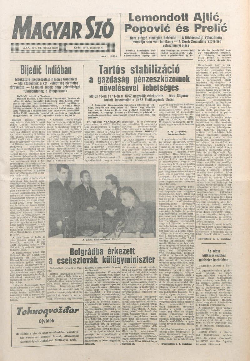 Magyar Szó, 30. évf. 1973. március 6. 63. sz. 1–20. oldal