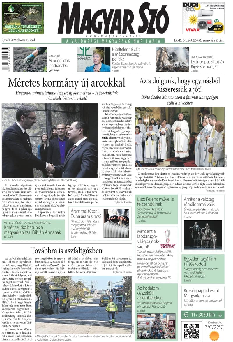 Magyar Szó, 79. évf. 2022. október 18. 243. sz. 1–20. oldal