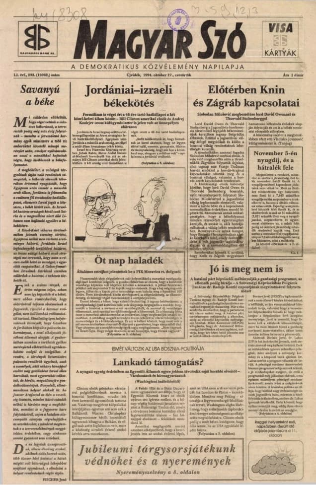 Magyar Szó, 51. évf. 1994. október 27. 233. sz. 1–16. oldal