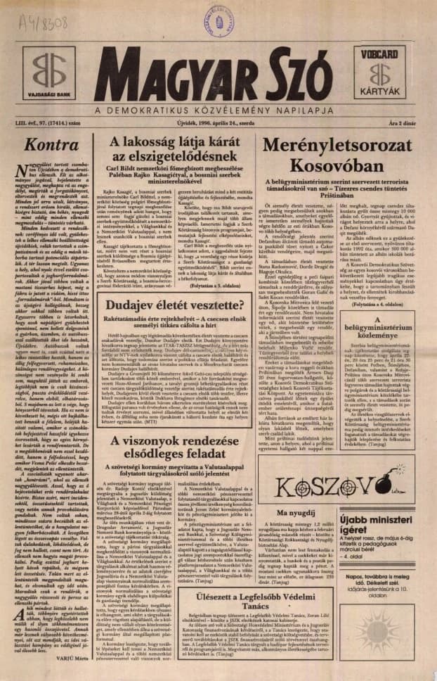 Magyar Szó, 53. évf. 1996. április 24. 97. sz. 1–16. oldal