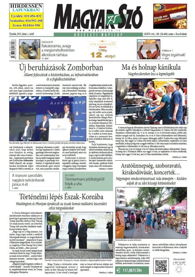 Magyar Szó, 76. évf. 2019. július 1. 149. sz. 1–20. oldal