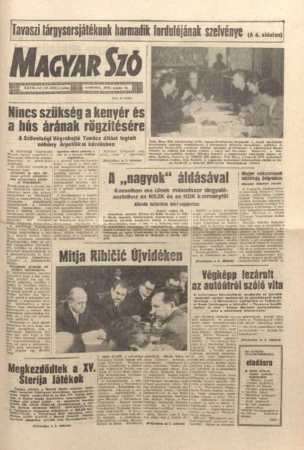 Magyar Szó, 27. évf. 1970. május 21. 137. sz. 1–20. oldal