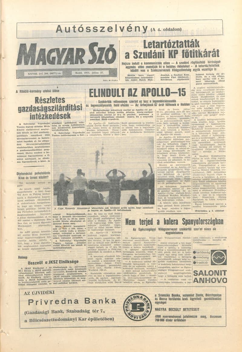 Magyar Szó, 28. évf. 1971. július 27. 204. sz. 1–14. oldal
