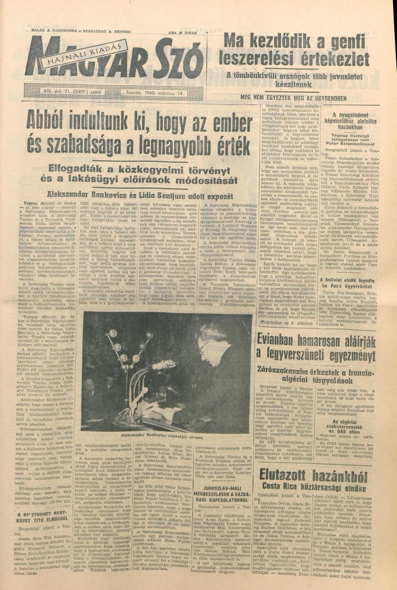Magyar Szó, 19. évf. 1962. március 14. 71. sz. 1–14. oldal