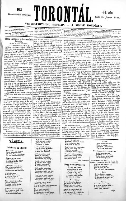 Torontál, 12. évf. 1883. január 25. 4. sz.