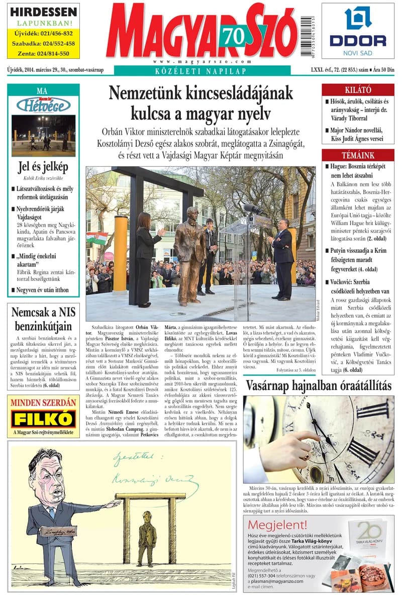 Magyar Szó, 71. évf. 2014. március 29. – 30. 72. sz. 1–32. oldal