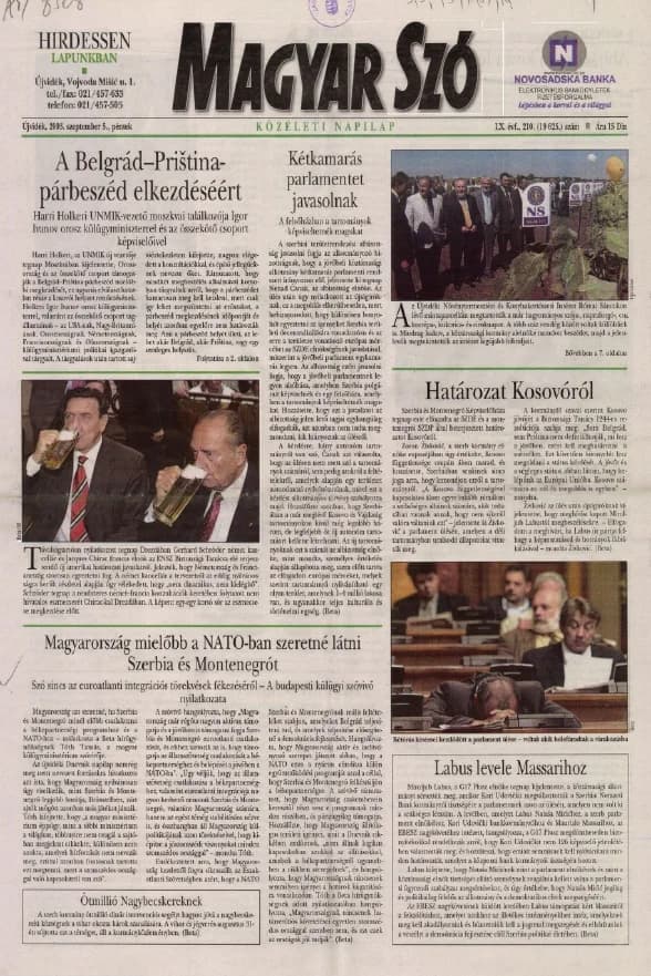 Magyar Szó, 60. évf. 2003. szeptember 5. 210. sz. 1–16. oldal