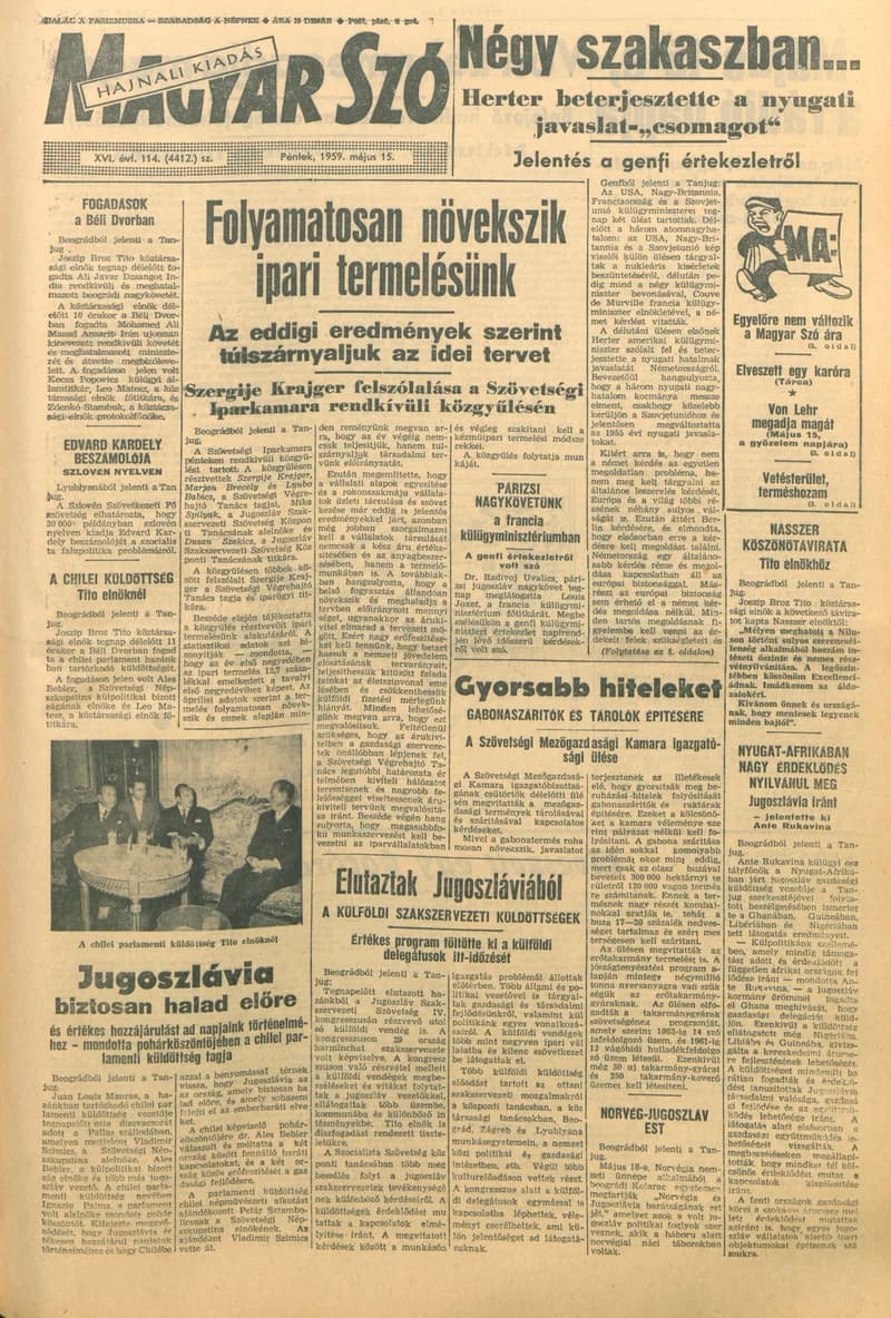 Magyar Szó, 16. évf. 1959. május 15. 114. sz. 1–22. oldal