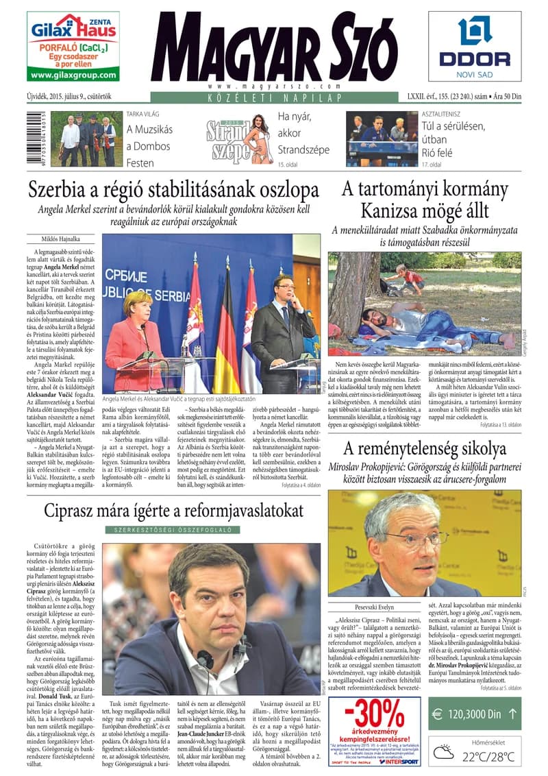 Magyar Szó, 72. évf. 2015. július 9. 155. sz. 1–20. oldal