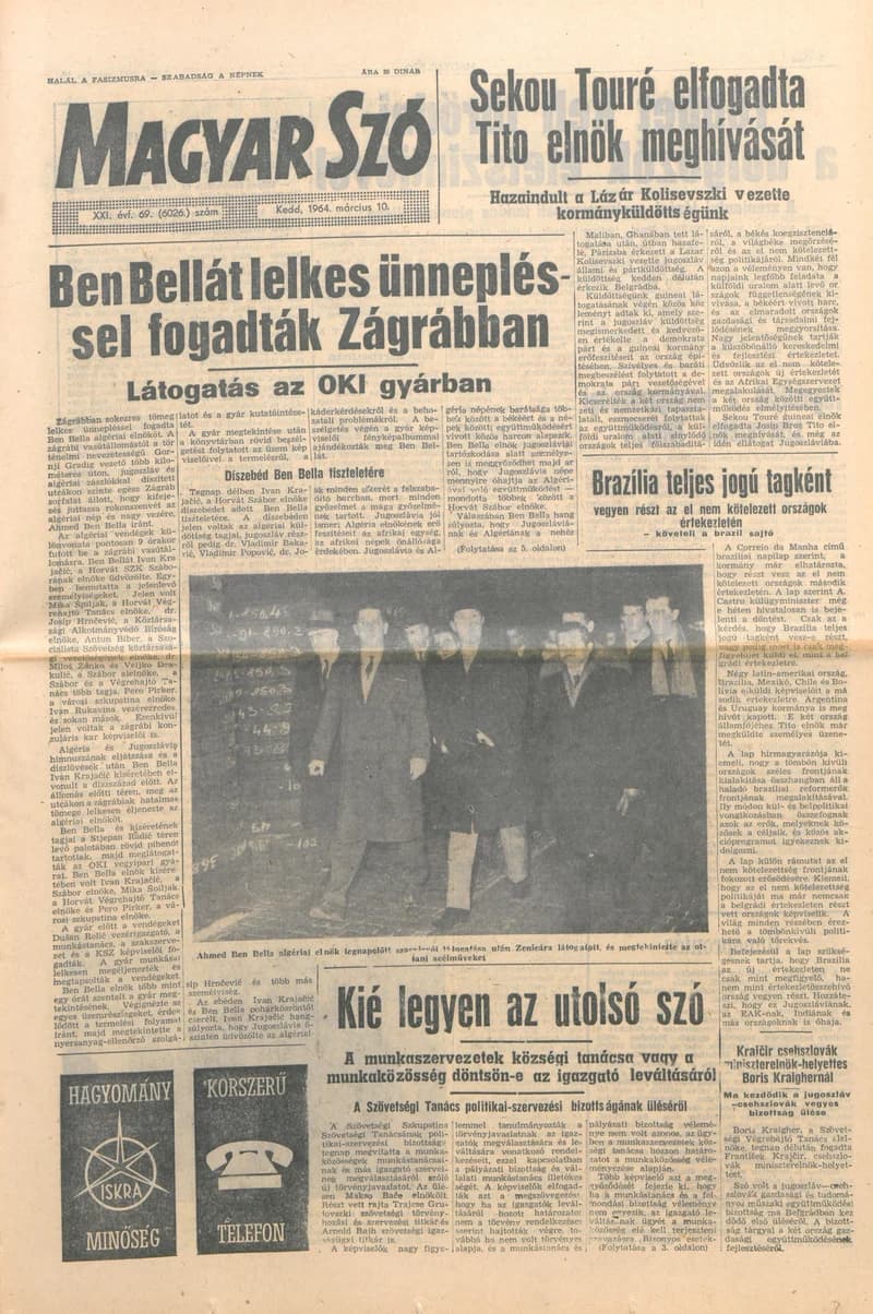 Magyar Szó, 21. évf. 1964. március 10. 69. sz. 1–16. oldal