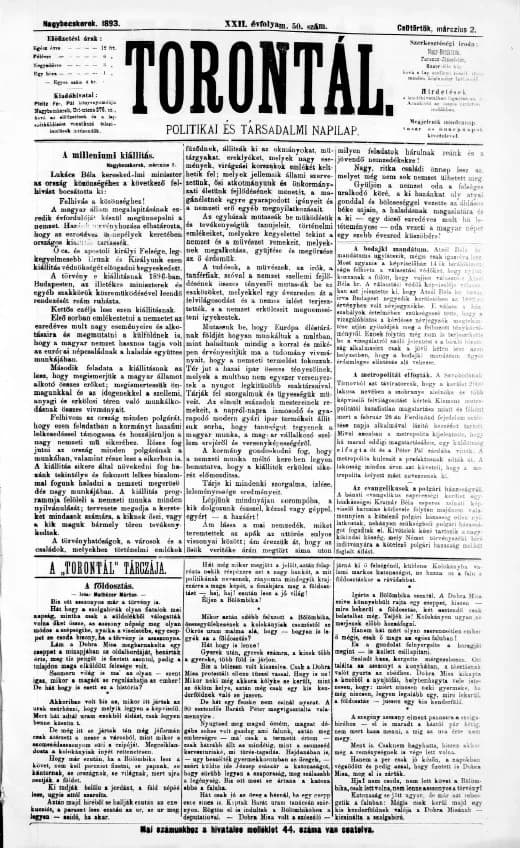 Torontál, 22. évf. 1893. március 2. 50. sz.