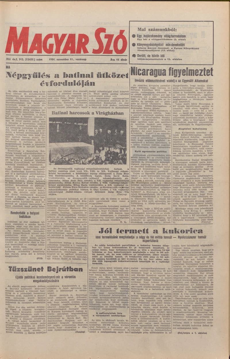 Magyar Szó, 41. évf. 1984. november 11. 312. sz. 1–28. oldal