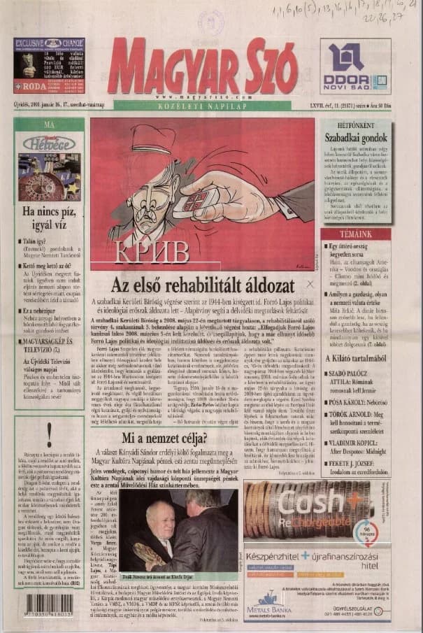 Magyar Szó, 67. évf. 2010. január 16. – 17. 11. sz. 1–48. oldal