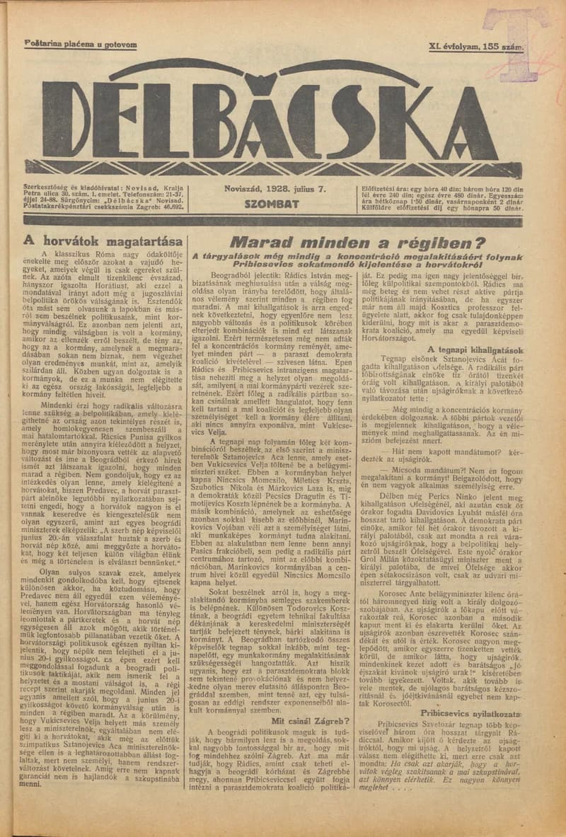 Délbácska, 9. évf. 1928. július 7. 155. sz.