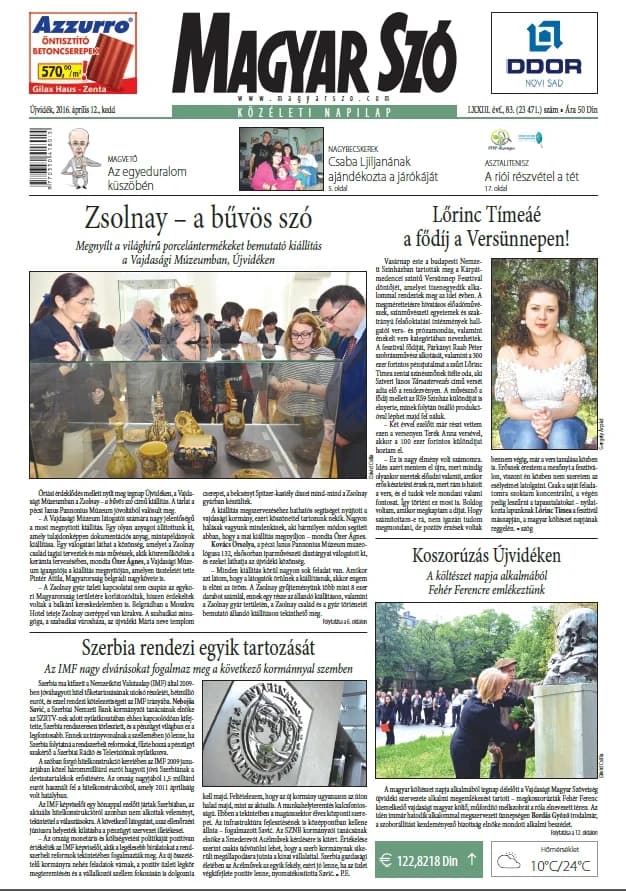 Magyar Szó, 73. évf. 2016. április 12. 83. sz. 1–20. oldal