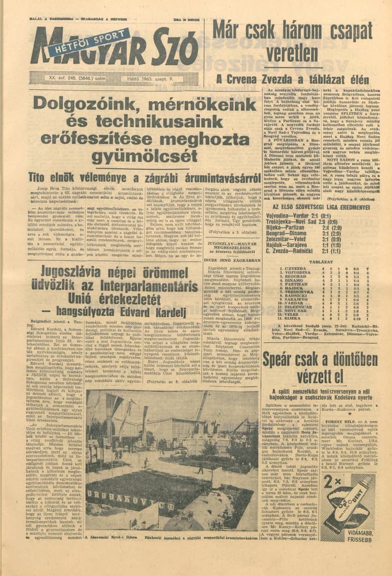 Magyar Szó, 20. évf. 1963. szeptember 9. 248. sz. 1–16. oldal