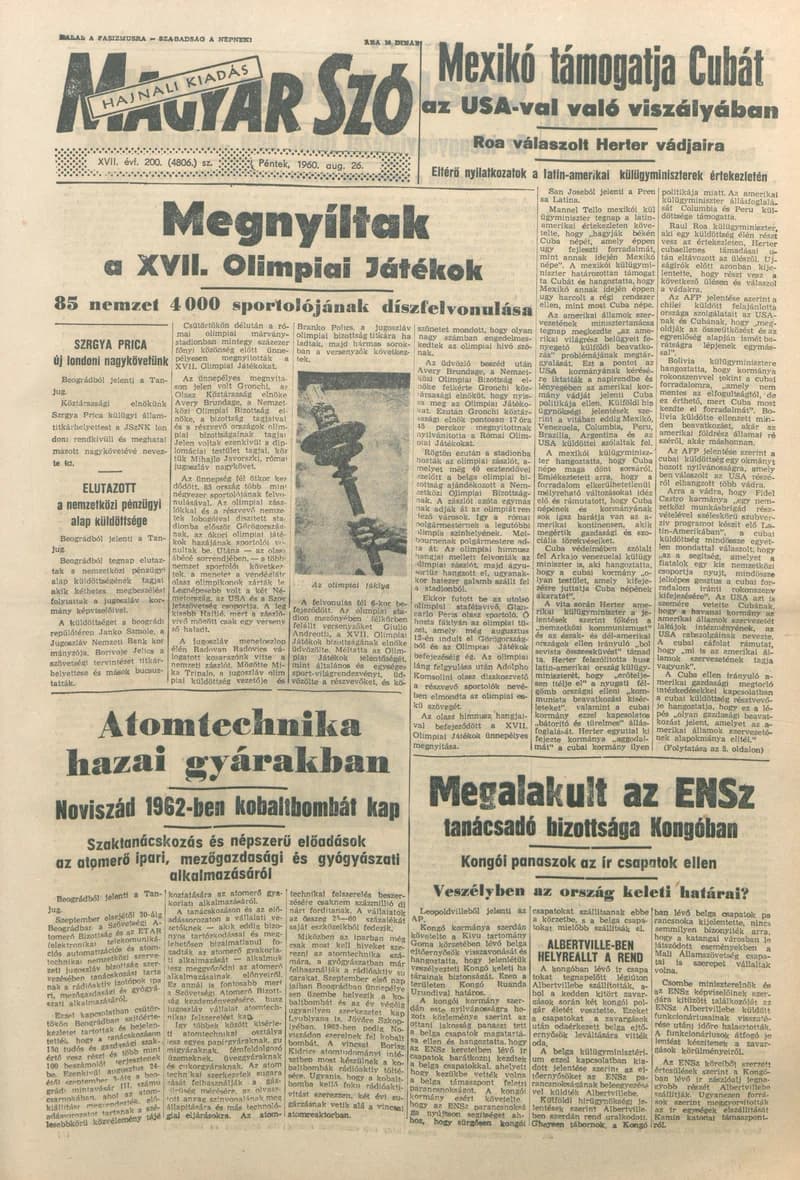 Magyar Szó, 17. évf. 1960. augusztus 26. 200. sz. 1–20. oldal