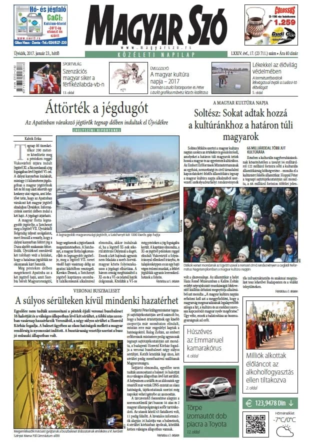 Magyar Szó, 74. évf. 2017. január 23. 17. sz. 1–20. oldal