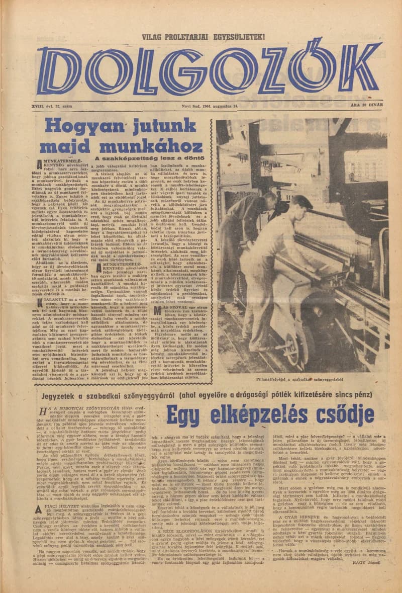 Dolgozók, 18. évf. 1964. augusztus 14. 32. sz.