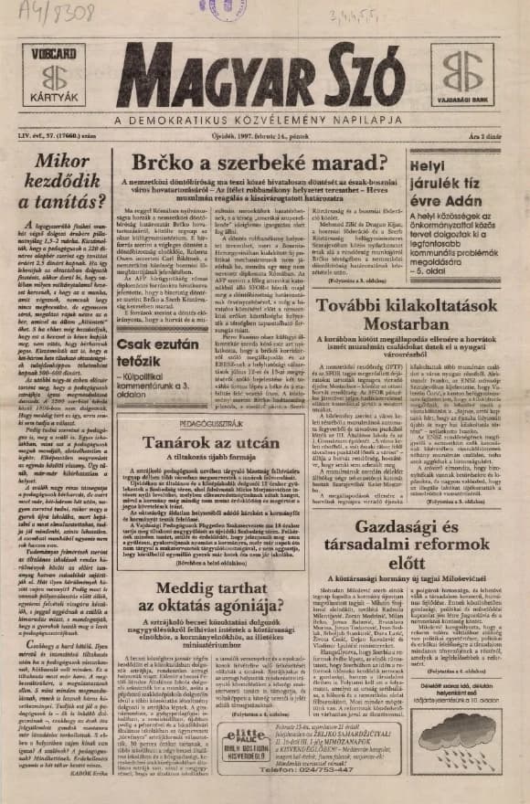 Magyar Szó, 54. évf. 1997. február 14. 37. sz. 1–16. oldal