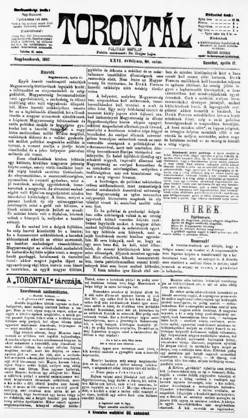 Torontál, 26. évf. 1897. április 17. 88. sz.