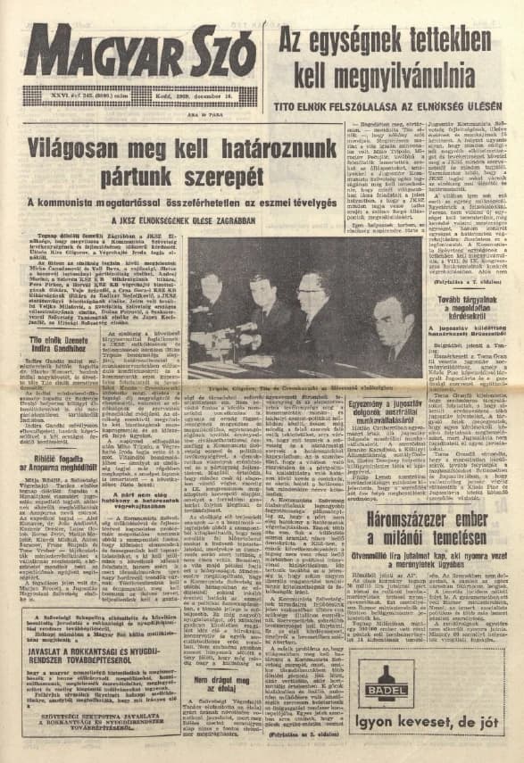 Magyar Szó, 26. évf. 1969. december 16. 345. sz. 1–16. oldal