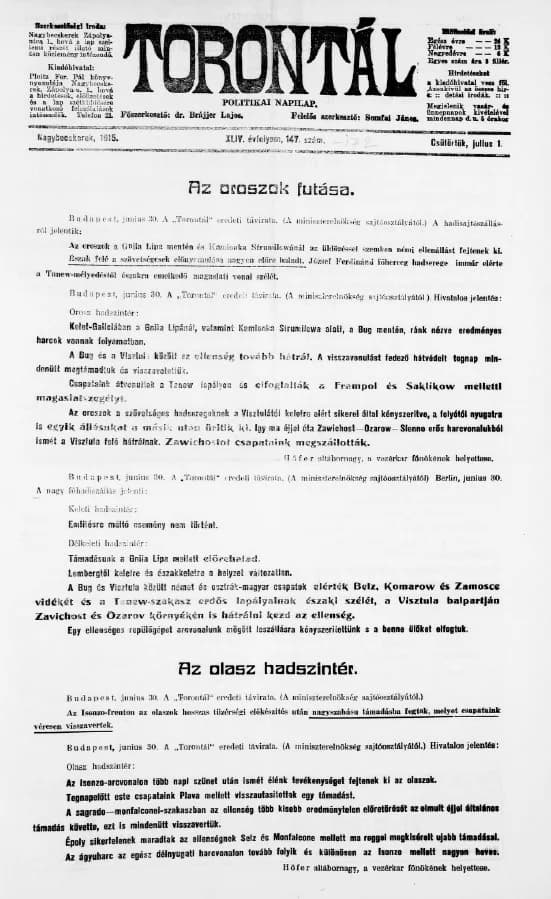 Torontál, 44. évf. 1915. július 1. 147. sz.