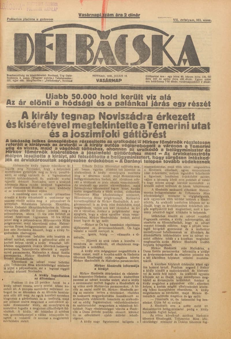 Délbácska, 7. évf. 1926. július 18. 163. sz.