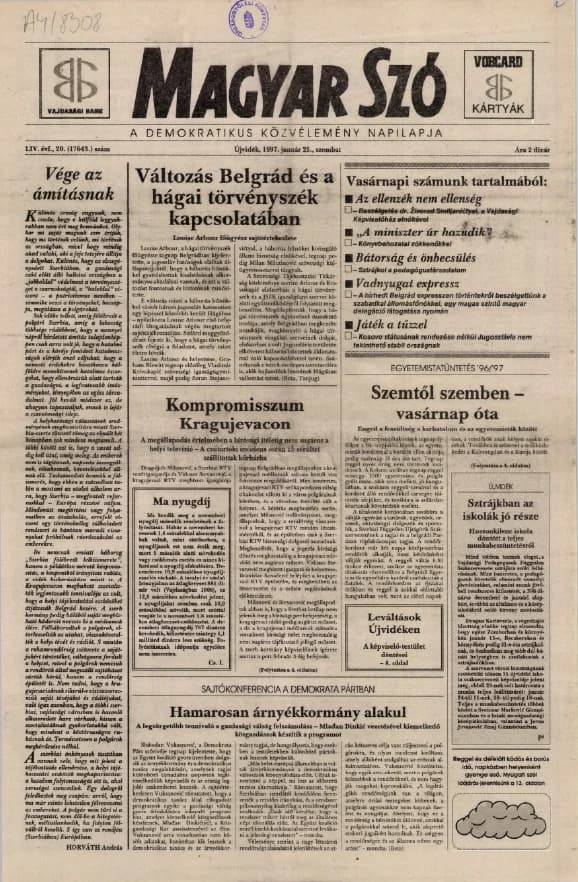 Magyar Szó, 54. évf. 1997. január 25. 20. sz. 1–16. oldal