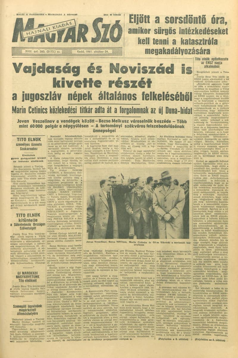 Magyar Szó, 18. évf. 1961. október 24. 260. sz. 1–16. oldal