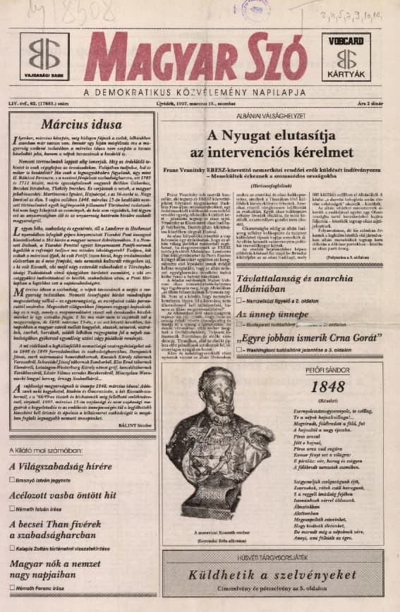 Magyar Szó, 54. évf. 1997. március 15. 62. sz. 1–16. oldal
