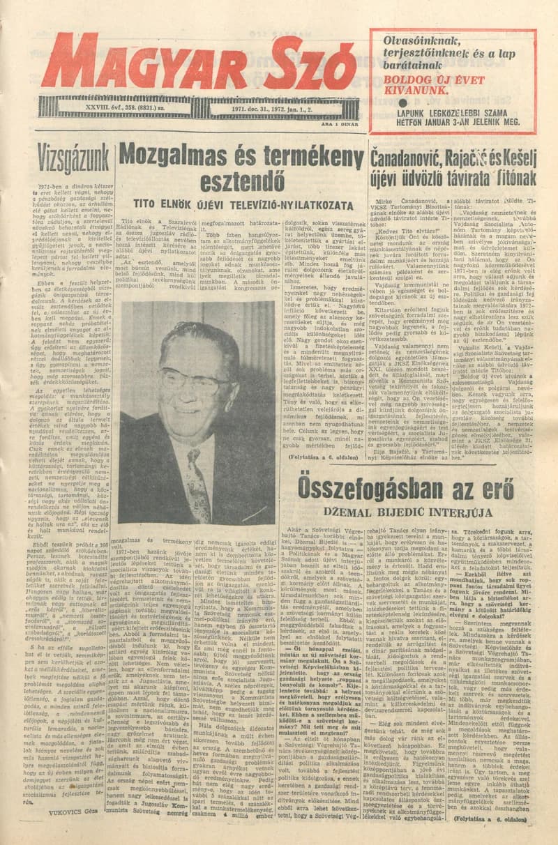 Magyar Szó, 28. évf. 1971. december 31. – 1972. január 2. 359. sz.