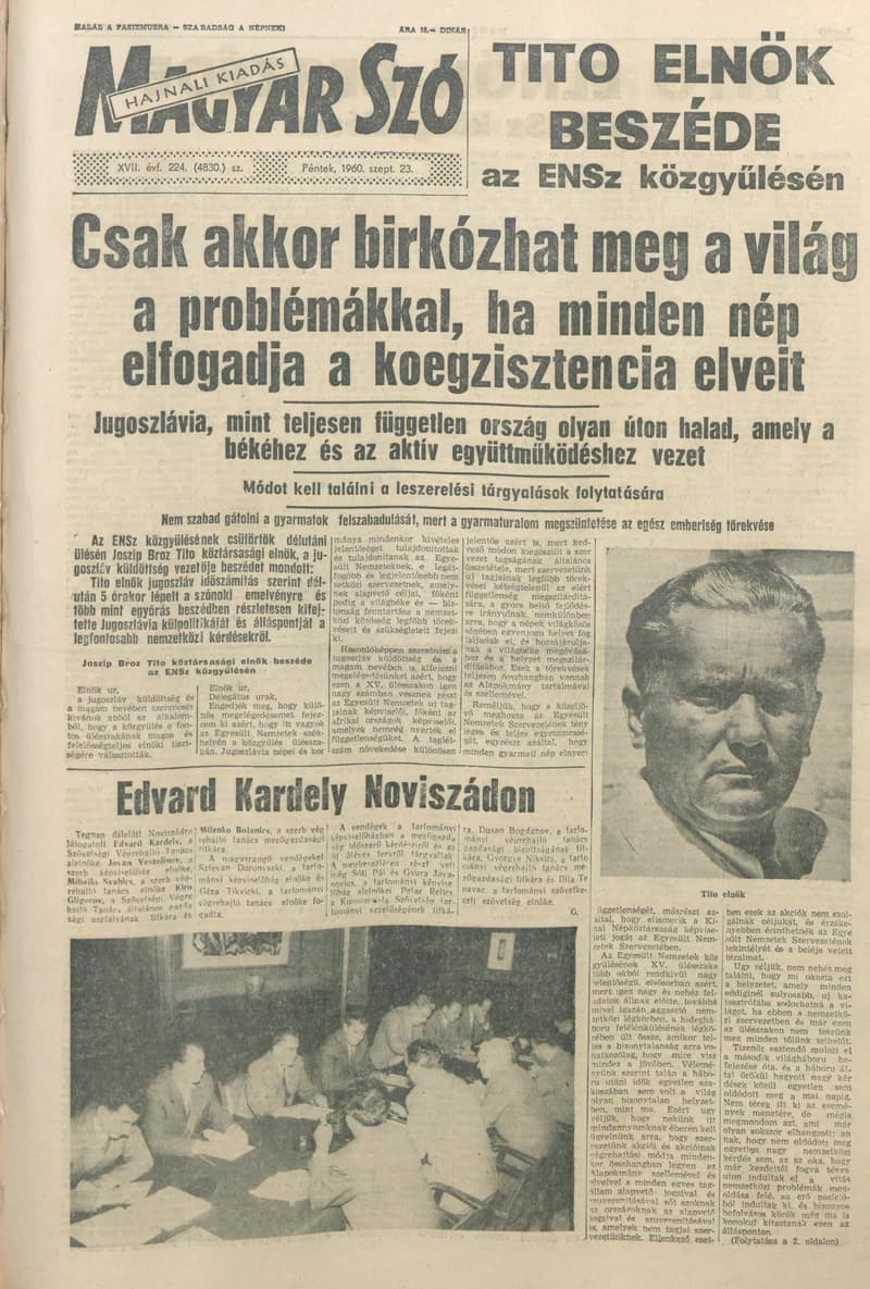 Magyar Szó, 17. évf. 1960. szeptember 23. 224. sz. 1–18. oldal