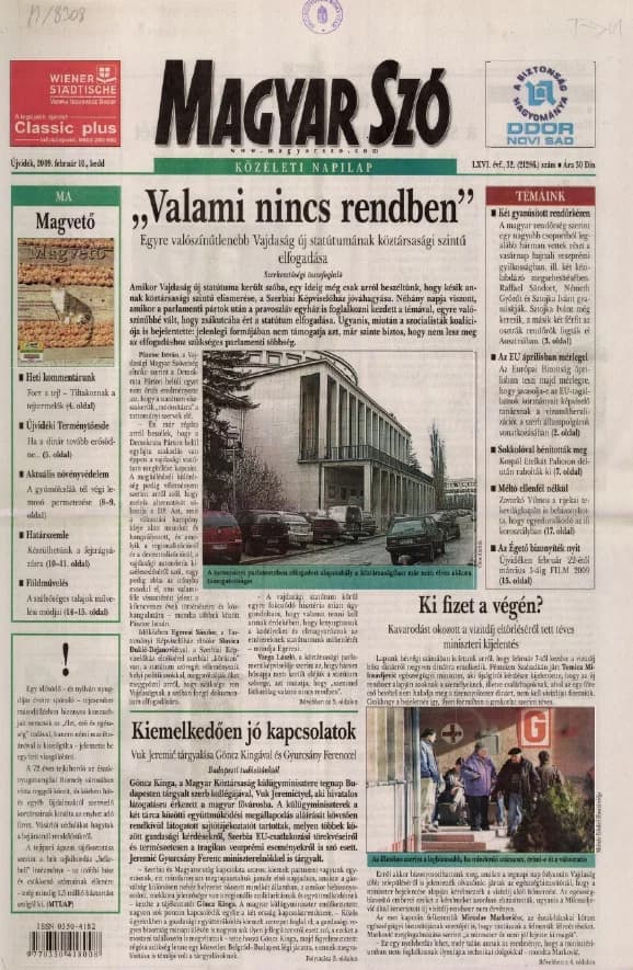 Magyar Szó, 66. évf. 2009. február 10. 32. sz. 1–20. oldal