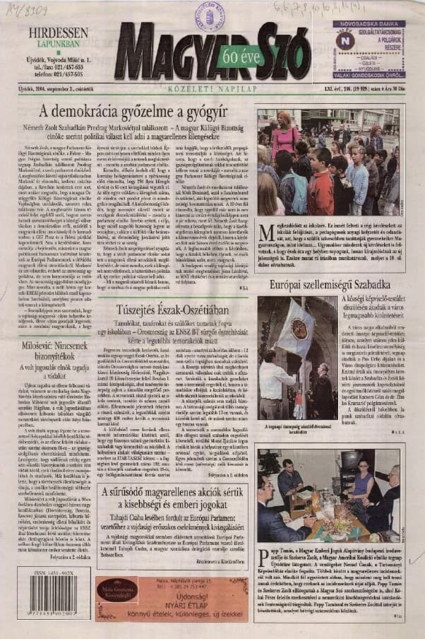 Magyar Szó, 61. évf. 2004. szeptember 2. 206. sz. 1–20. oldal