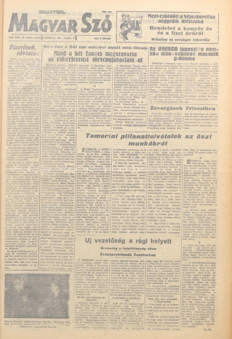Magyar Szó, 8. évf. 1951. szeptember 29. 231. sz. 1–4. oldal