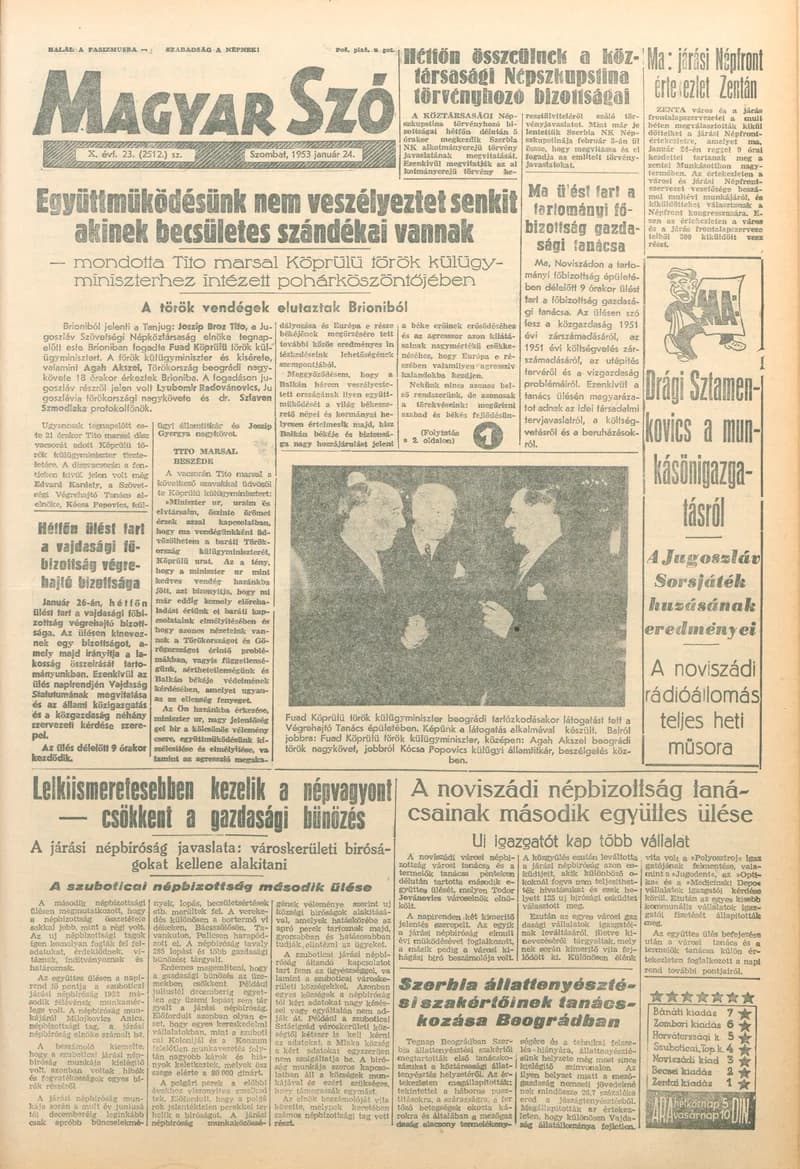 Magyar Szó, 10. évf. 1953. január 24. 23. sz. 1–10. oldal