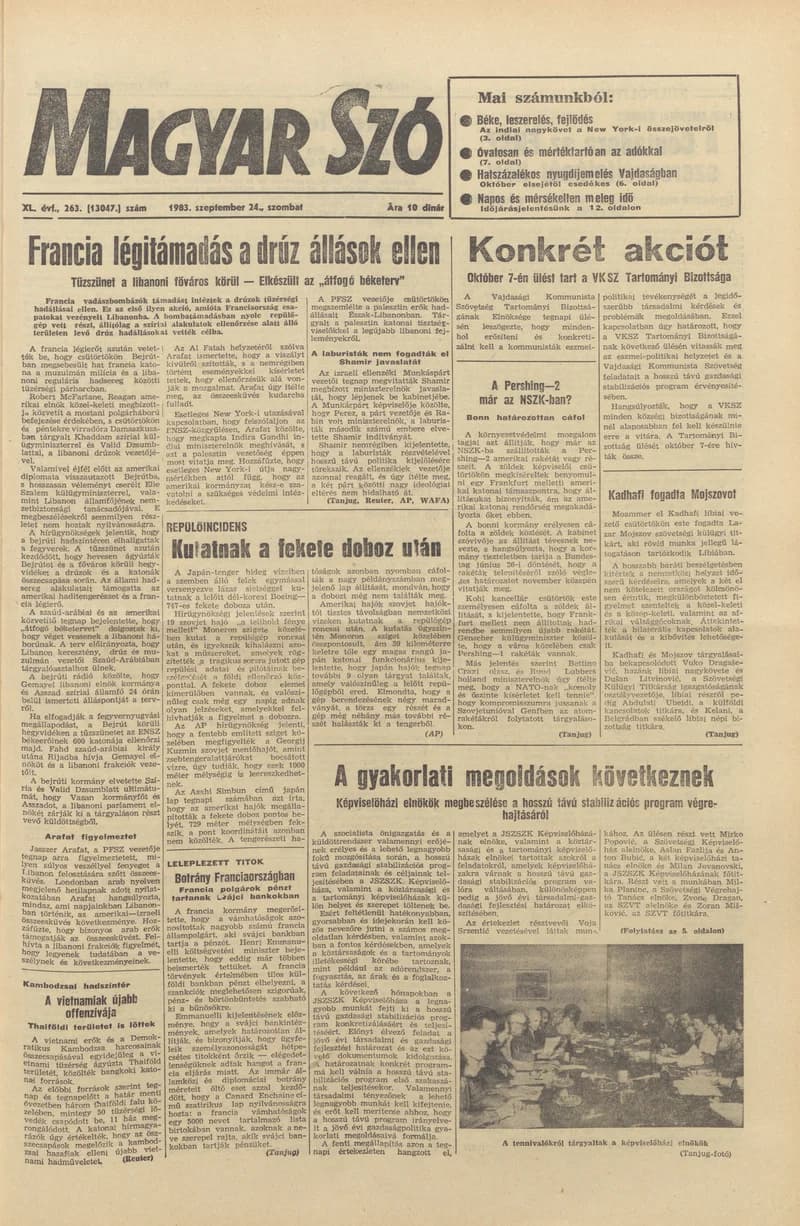 Magyar Szó, 40. évf. 1983. szeptember 24. 263. sz.