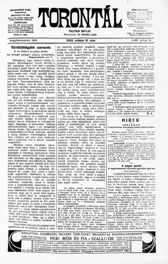 Torontál, 39. évf. 1910. július 18. 161. sz.