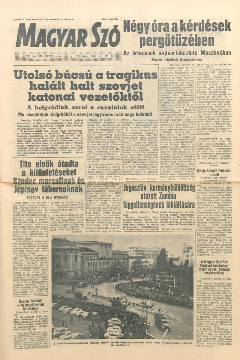 Magyar Szó, 21. évf. 1964. október 22. 293. sz. 1–16. oldal