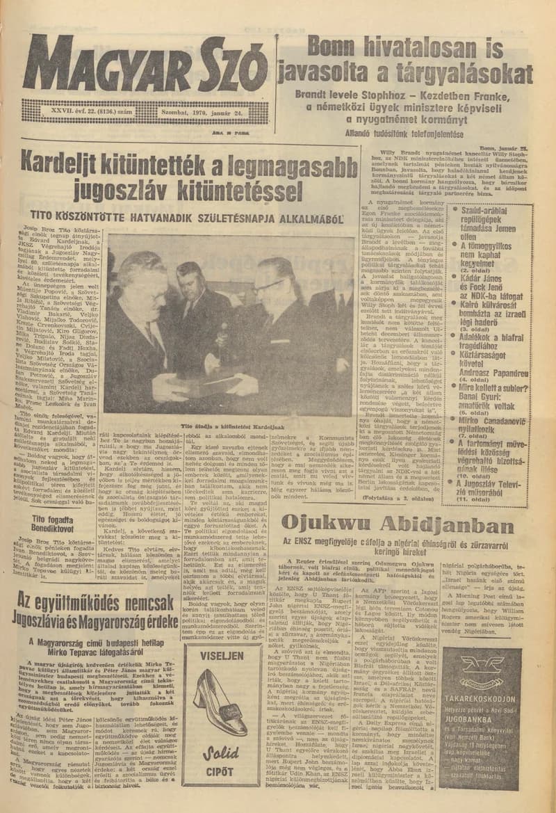 Magyar Szó, 27. évf. 1970. január 24. 22. sz. 1–20. oldal