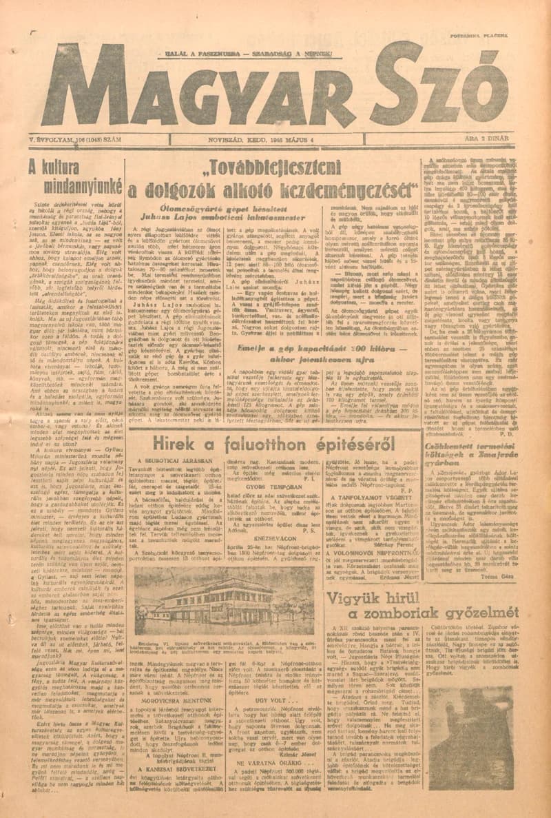 Magyar Szó, 5. évf. 1948. május 4. 106. sz. 1–4. oldal