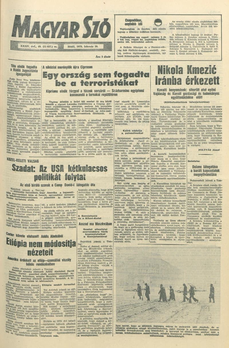 Magyar Szó, 35. évf. 1978. február 20. 49. sz. 1–8. oldal