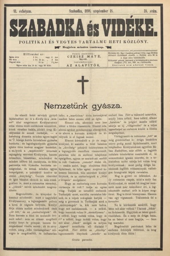 Szabadka és vidéke II, 6. évf. 1898. szeptember 18. 38. sz.