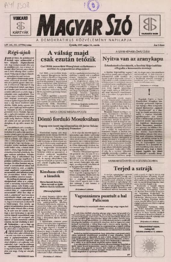 Magyar Szó, 54. évf. 1997. május 14. 111. sz. 1–16. oldal