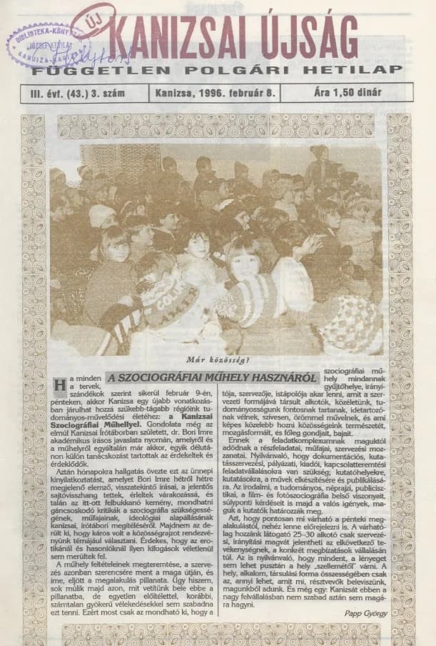 Új Kanizsai Újság, 3. évf. 1996. február 8. 3. sz.