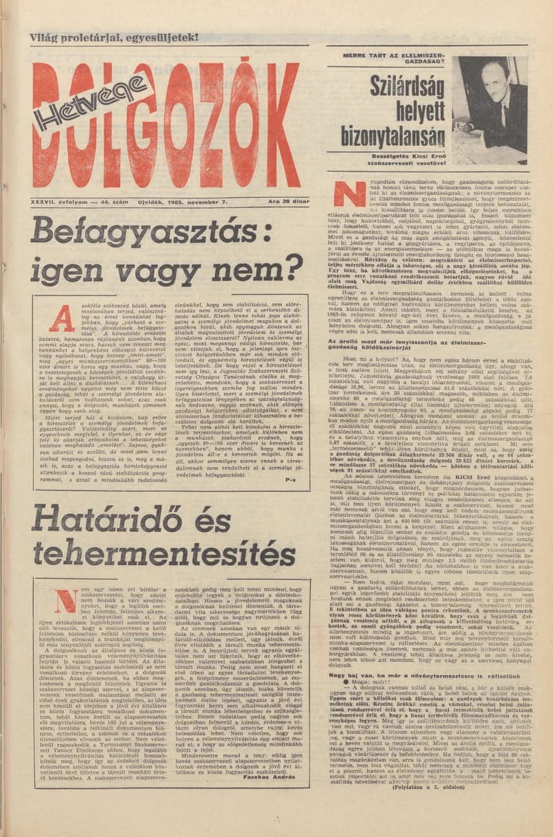 Dolgozók, 39. évf. 1985. november 7. 44. sz.