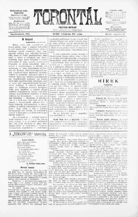 Torontál, 32. évf. 1903. augusztus 12. 182. sz.